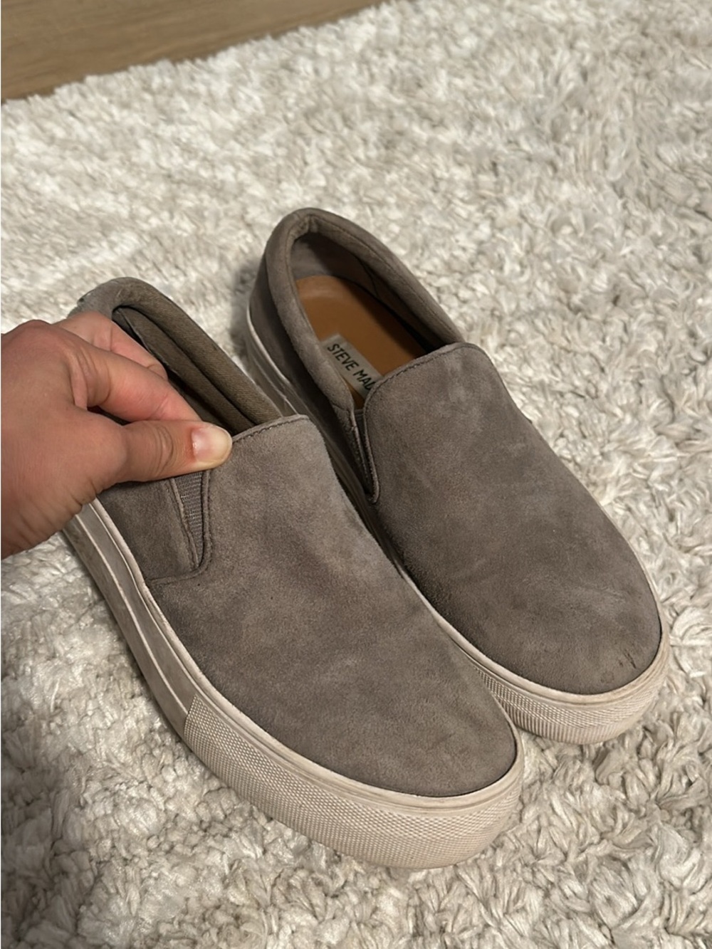 Steve Madden Men’s Slip-On Suede Sneakers - Taupe